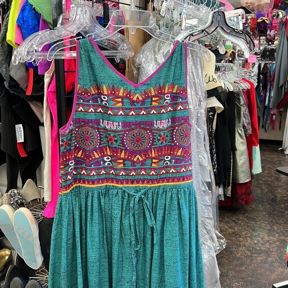Keer Qiaowa Boho Tribal Embroidered Sleeveless Midi Dress Size L - Picture 4 of 5